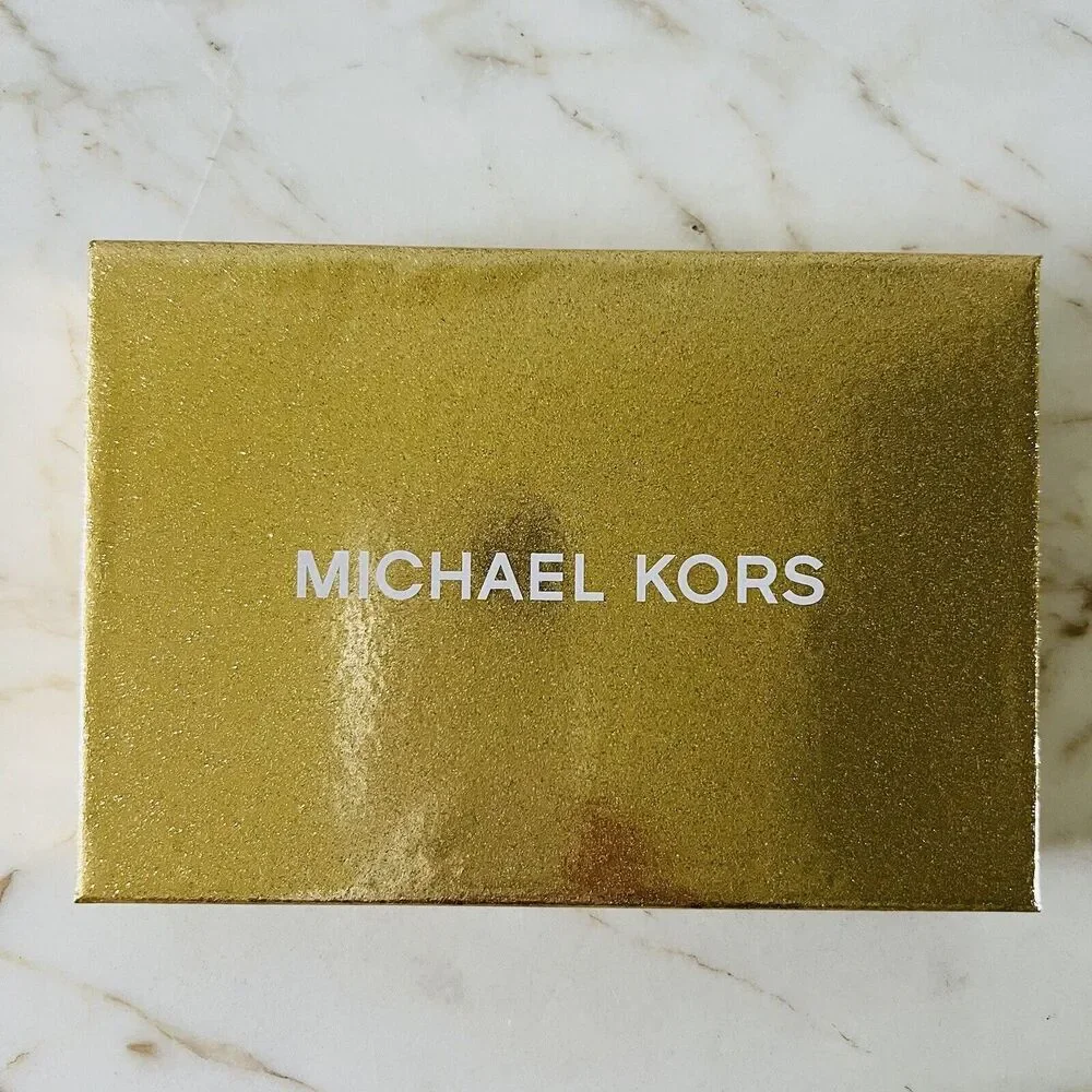 MICHAEL KORS Jet Set Black Cream Leather Small Coin Purse Card Wallet Wristlet